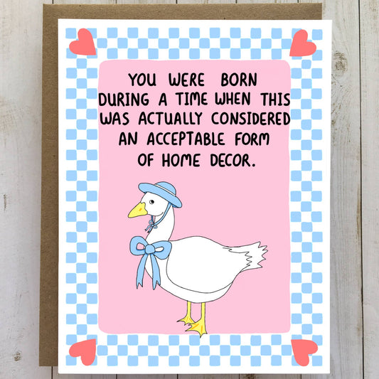 Bangs & Teeth -  1990s Goose Birthday Card - Funny Birthday Card