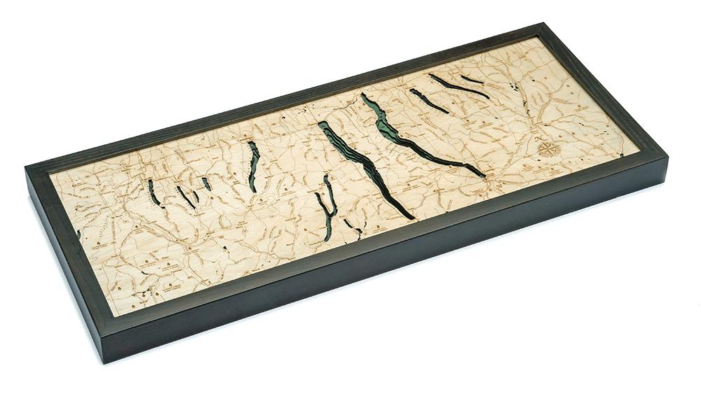 Finger Lakes 3-D Nautical Wood Chart, 13.5" x 31"