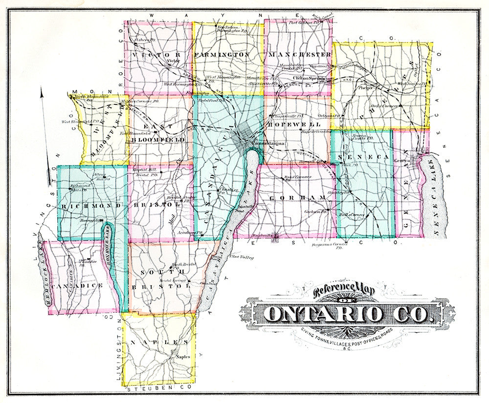 Map of Ontario County, NY 1876 - Print - Stomping Grounds