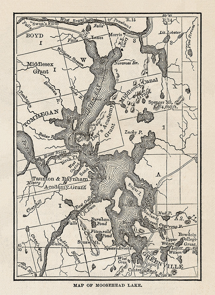 Map of Moosehead Lake - Print - Stomping Grounds