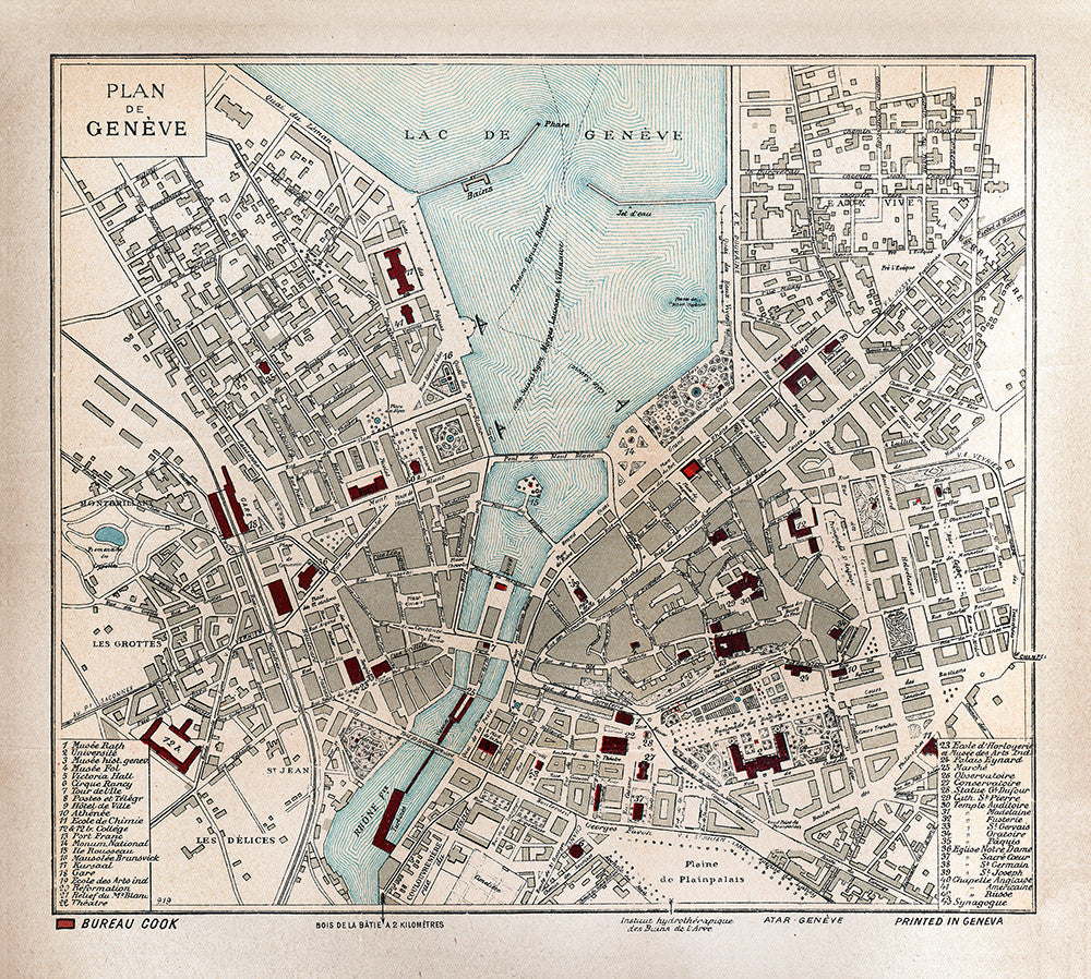 Geneva, Switzerland map (Plan de Geneve) - Print - Stomping Grounds