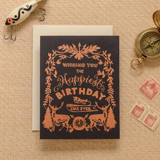 Antiquaria Happiest Birthday Deer Crest Greeting Card