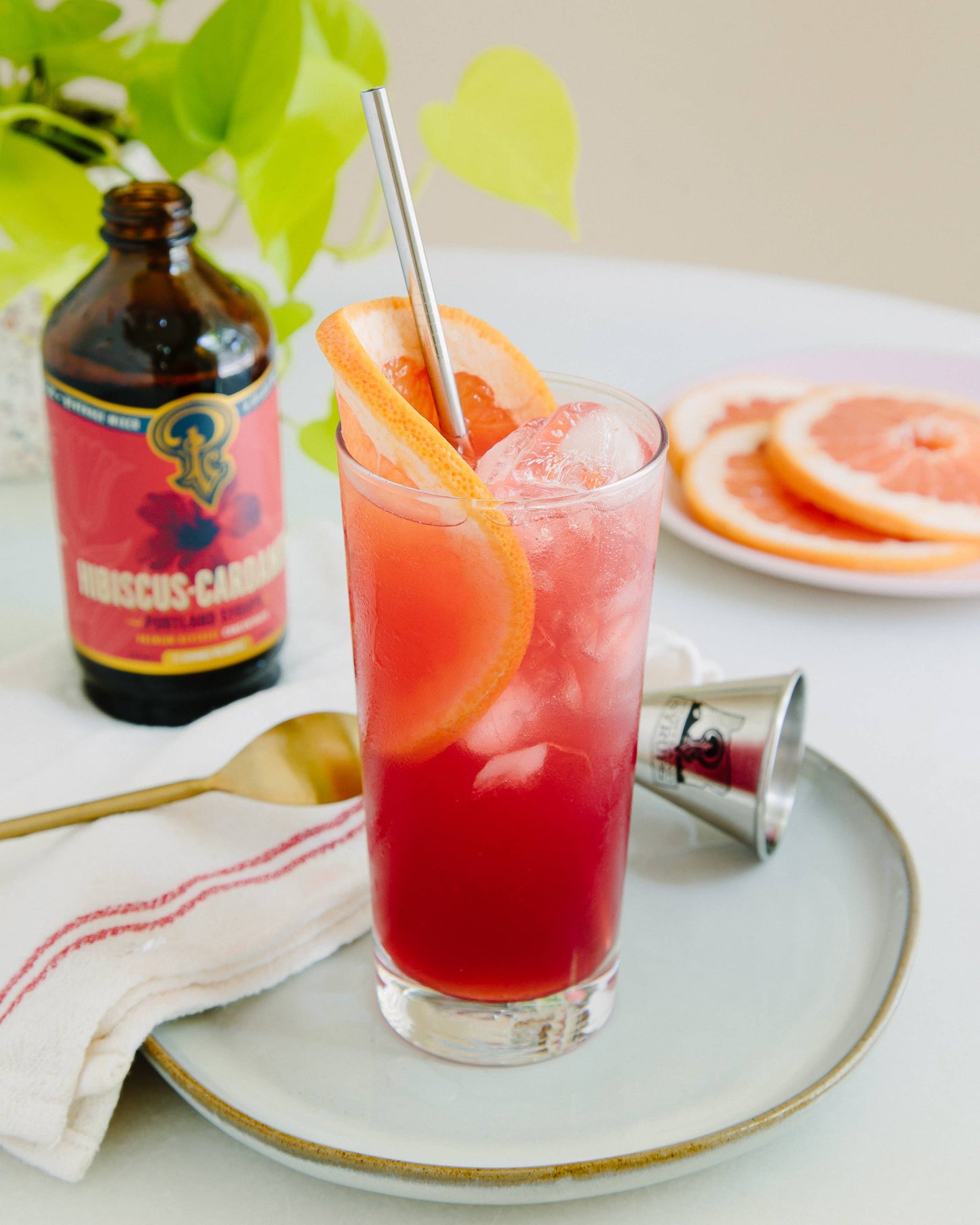 Portland Syrups - Hibiscus Cardamom Syrup 12oz  - cocktail / mocktail mixer