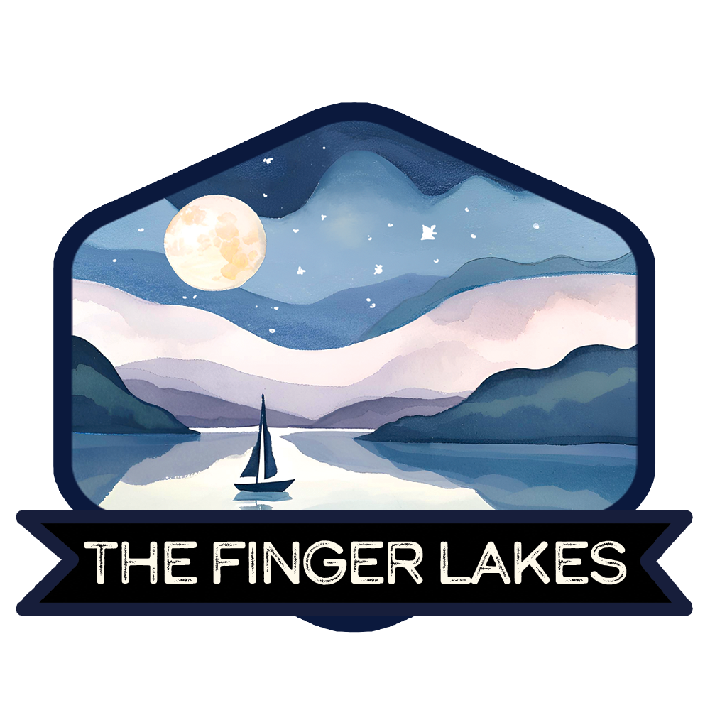 Finger Lakes Moonlight Sail Sticker - Lake Town Love