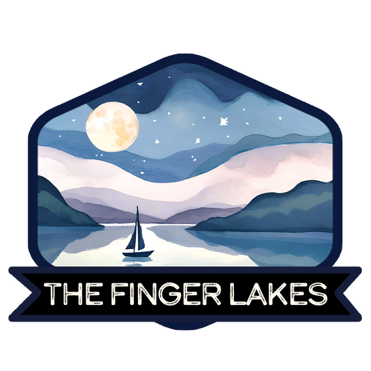 Lake Town Love - Finger Lakes Moonlight Sail Sticker