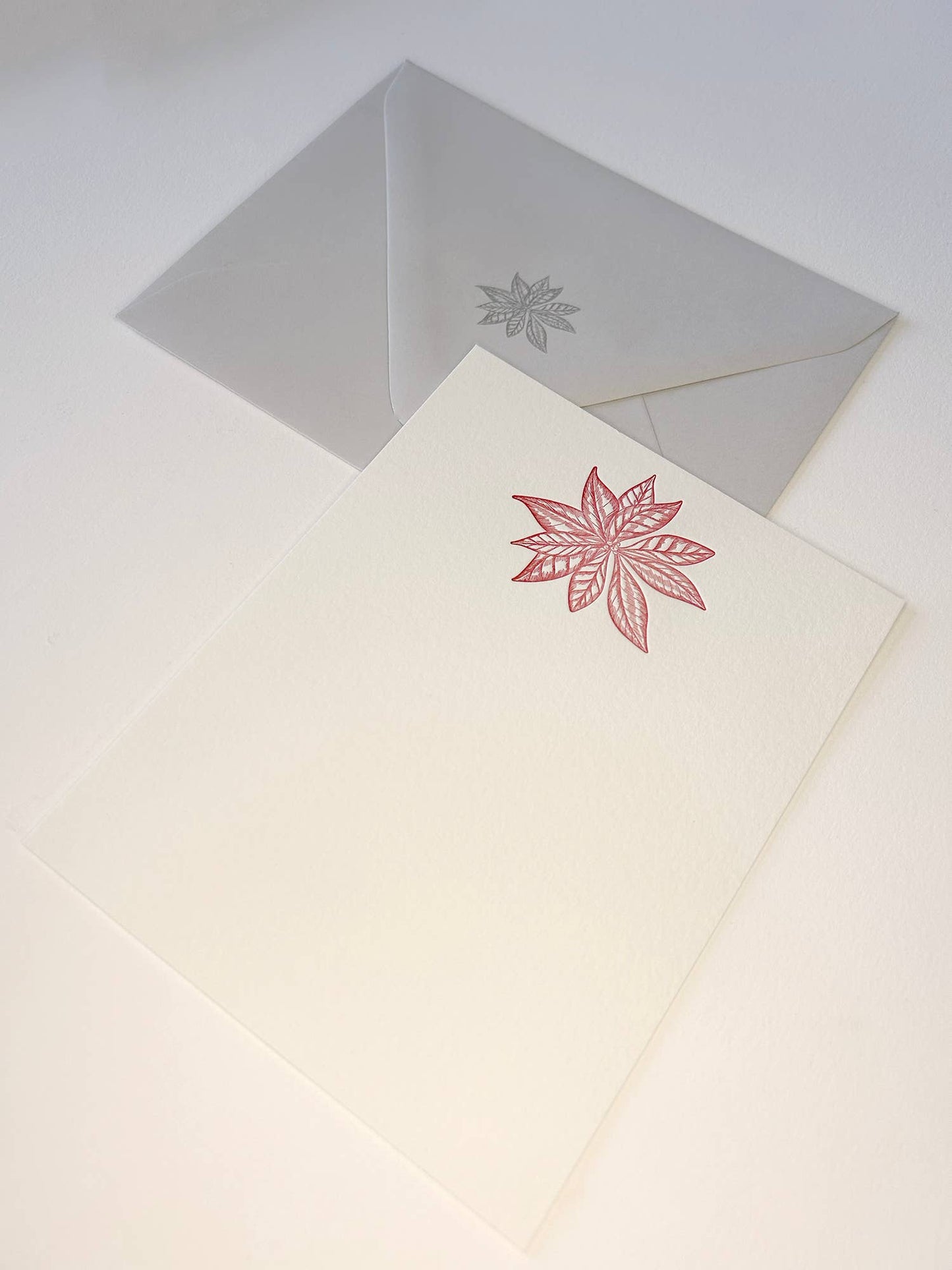 Poinsettia Flat Card Pack- Letterpress