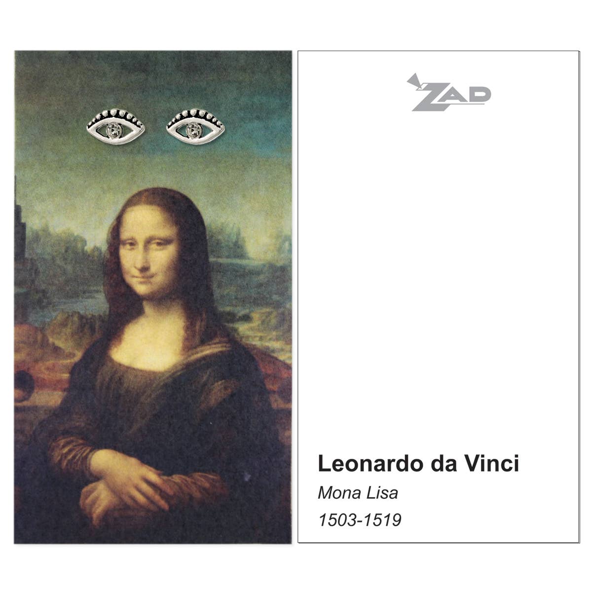 ZAD - Mona Lisa Fine Art Silver Eye Post Earrings