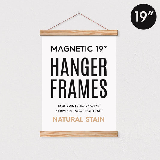 Hanger Frames - 19" MAGNETIC Poster Hanger Frame™ for 18x24" Portrait Prints: Natural Stain / Full retail packaging (poly bag & branded stickers)