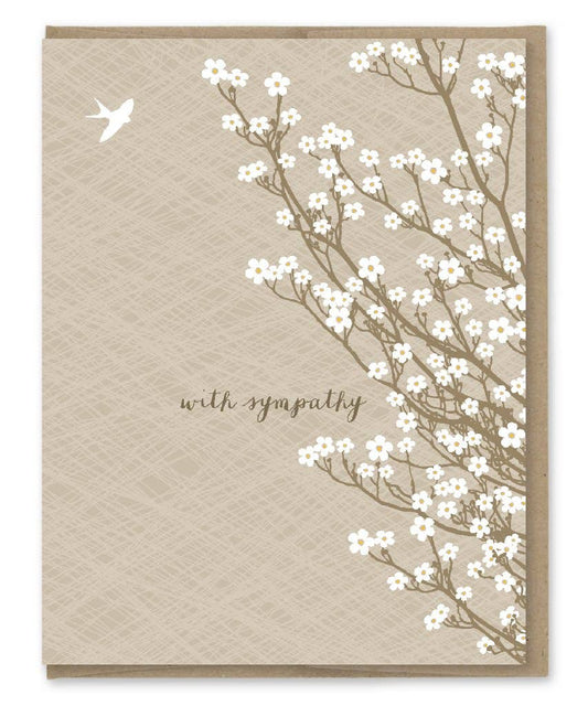 Modern Printed Matter - White Tree Blossoms With Sympathy Card