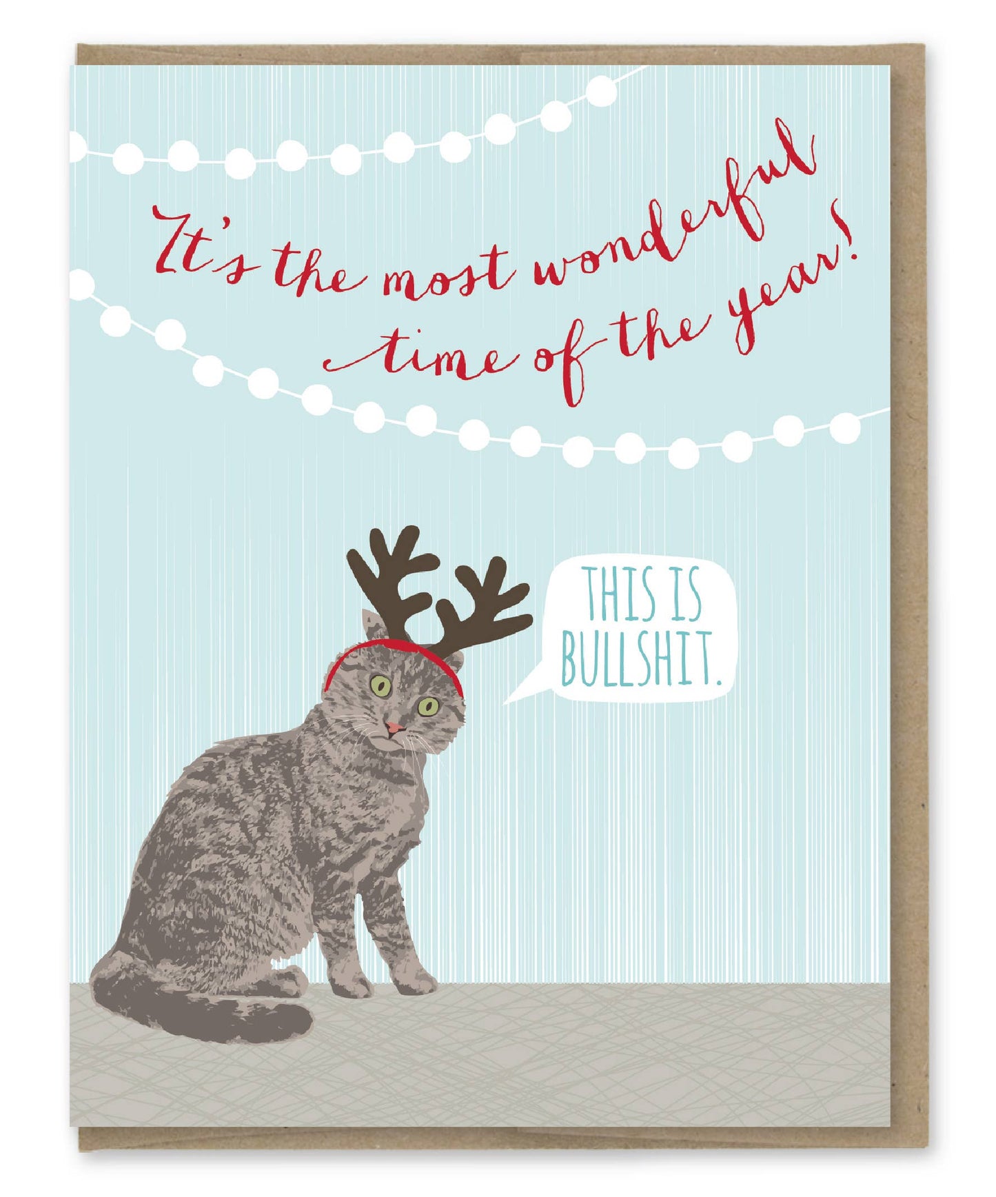 Modern Printed Matter - Wonderful Time Cat Antlers Holiday Card