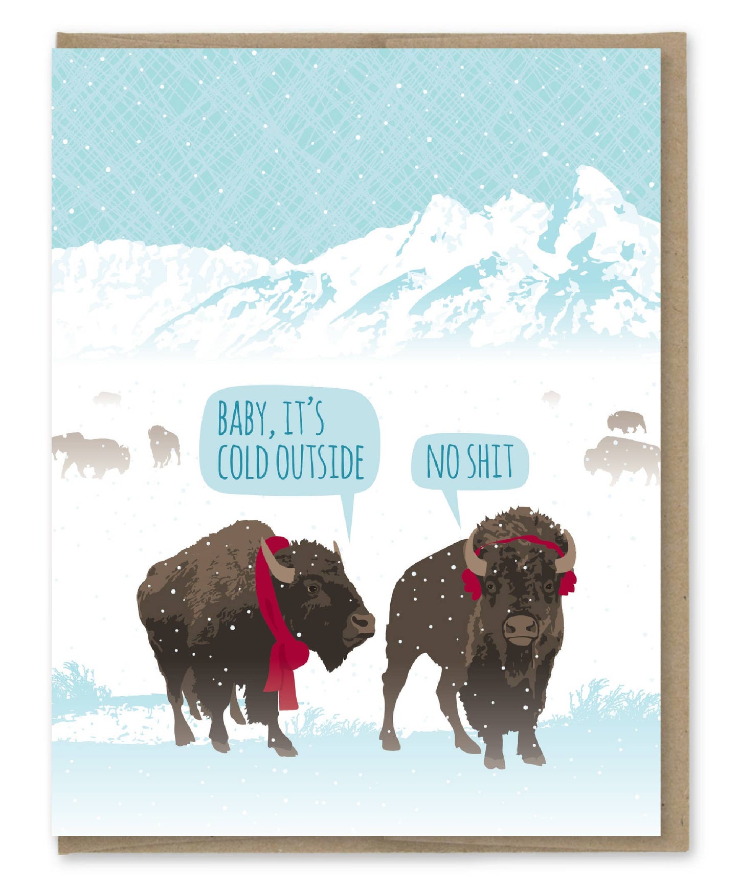 Modern Printed Matter - Baby It's Cold Bison Holiday Card