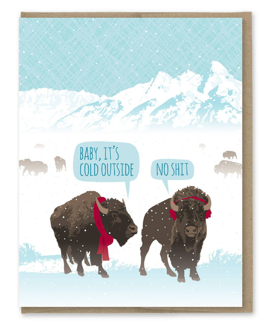 Modern Printed Matter - Baby It's Cold Bison Holiday Card