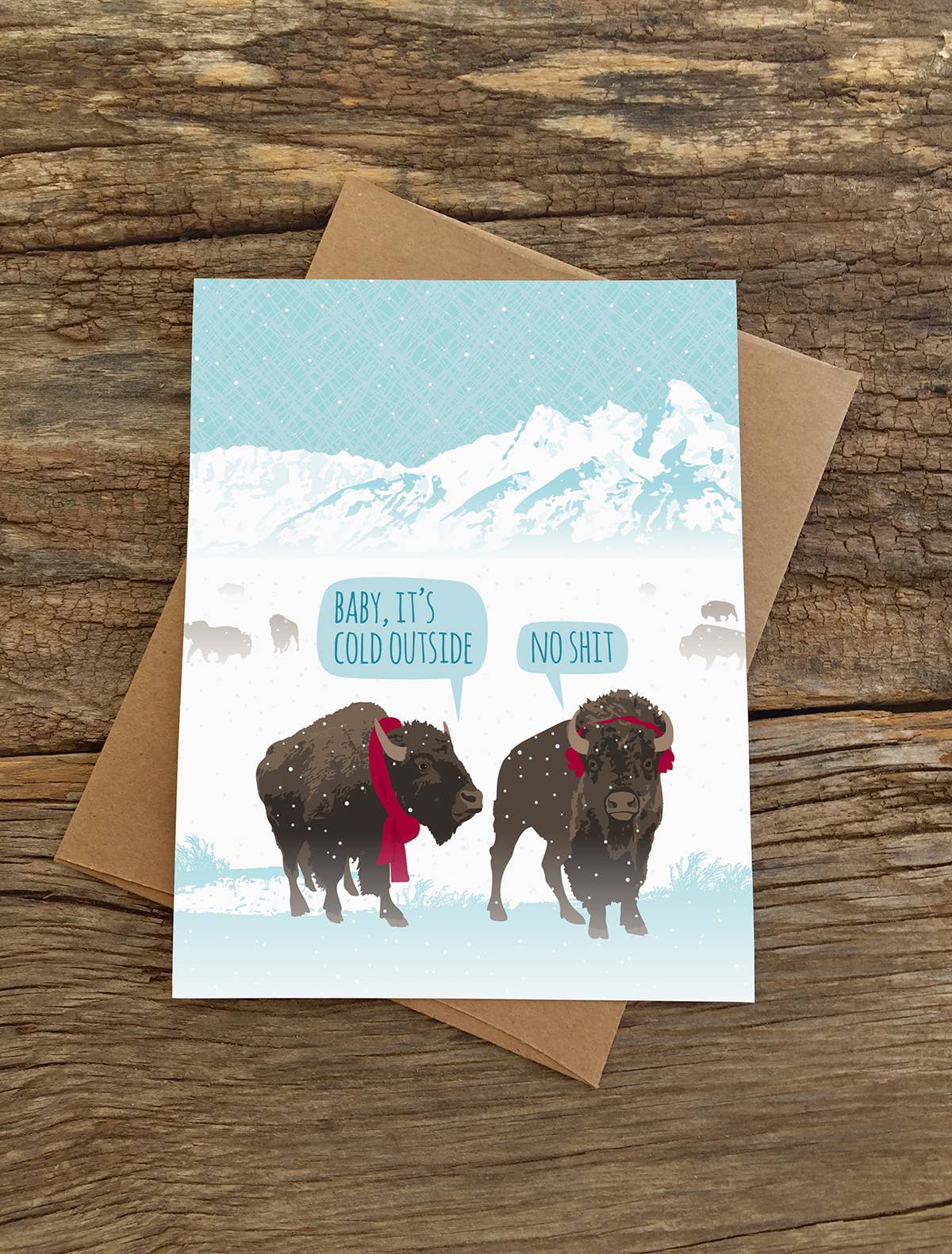 Modern Printed Matter - Baby It's Cold Bison Holiday Card