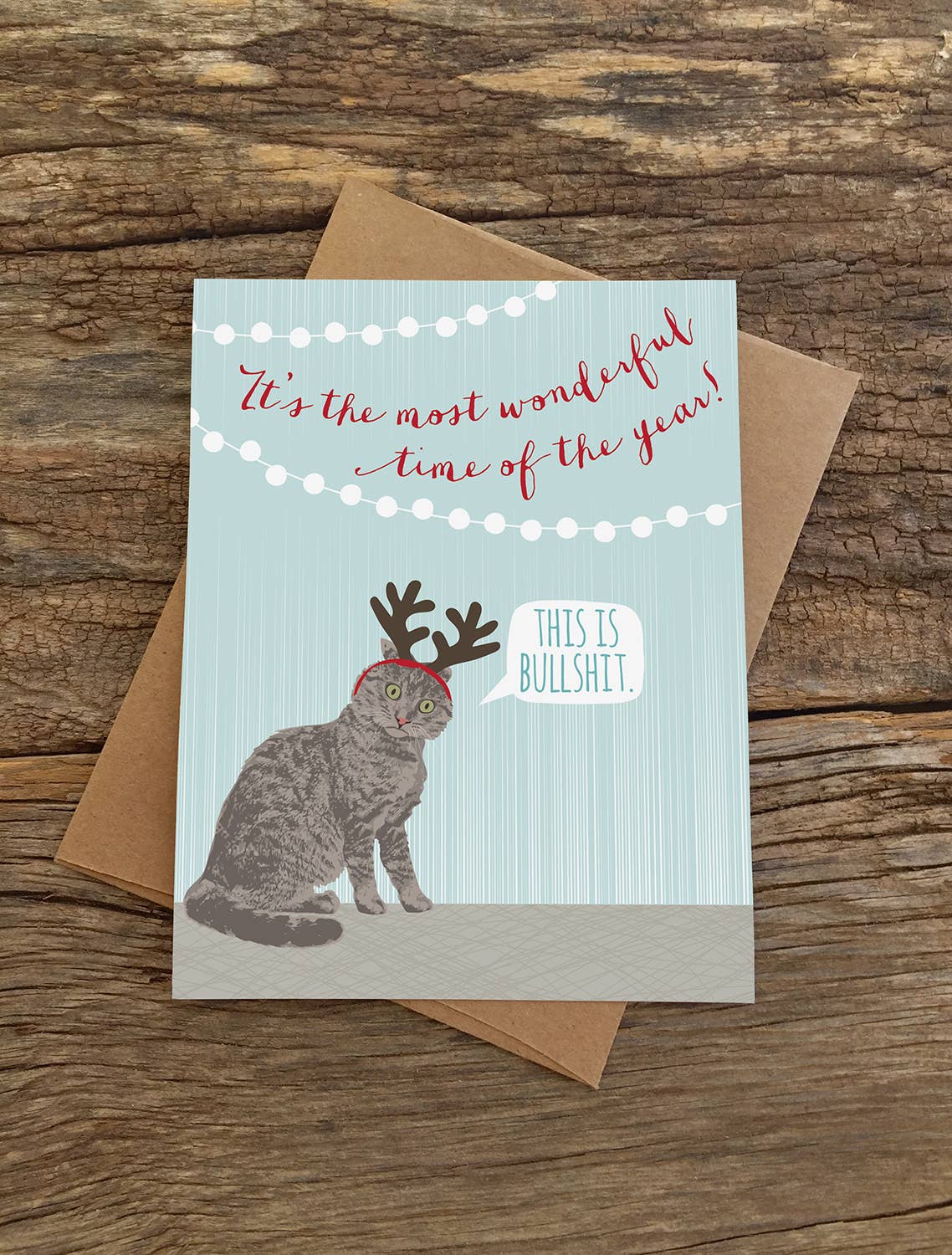 Modern Printed Matter - Wonderful Time Cat Antlers Holiday Card