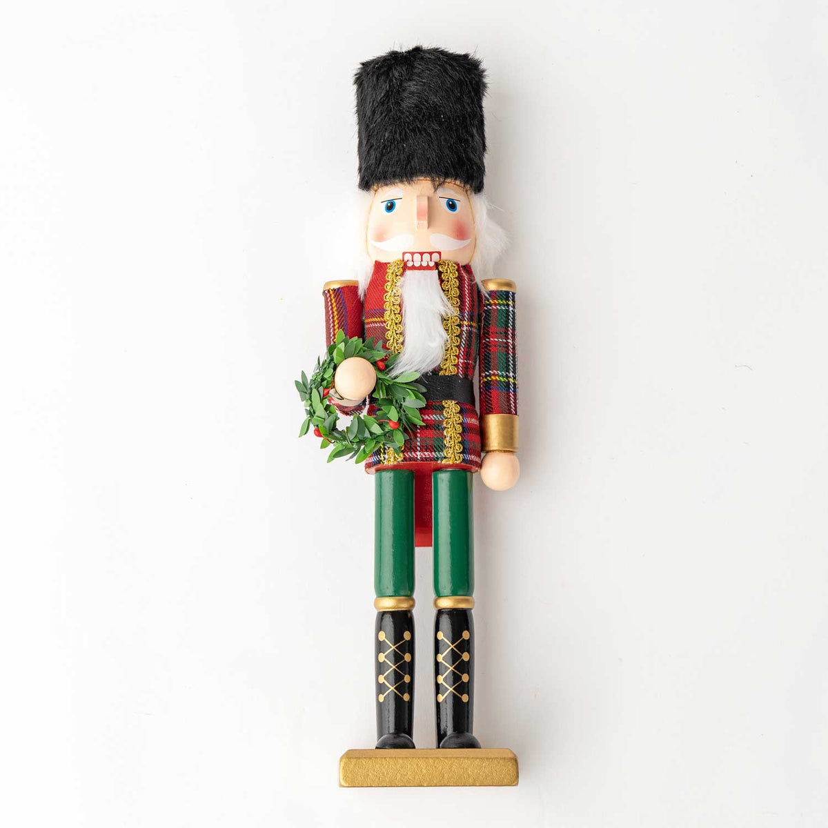 8 Oak Lane - Tartan Plaid 15" Hand-Painted Wood Nutcracker