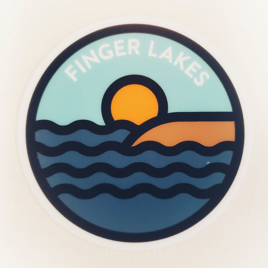 Finger Lakes Sticker - Round Sunset