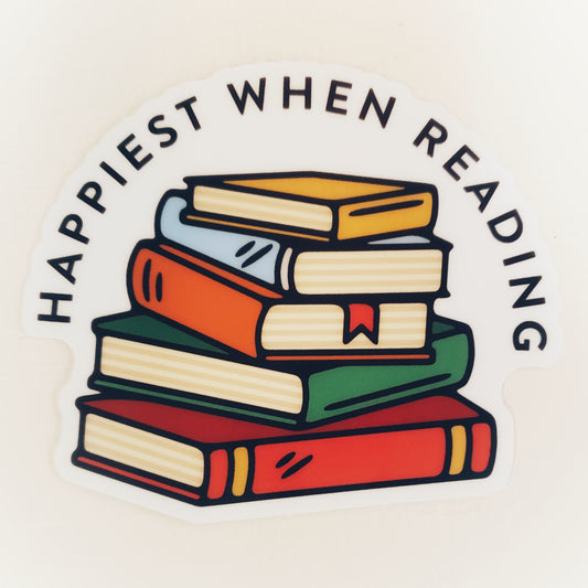 Happiest When Reading Books Sticker
