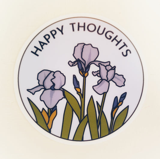 Happy Thoughts Purple Flowers Sticker