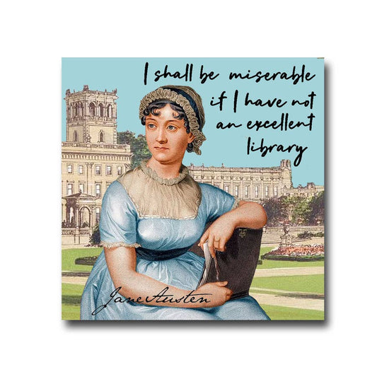 Fly Paper Products - Jane Austen "Excellent Library" Quote Literary Vinyl Sticker: Unpackaged Sticker