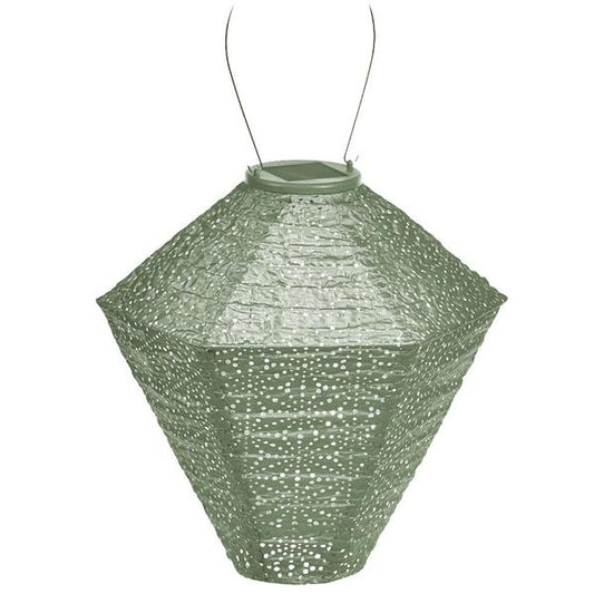 Lantern - Light Green Diamond 11" Solar/Battery