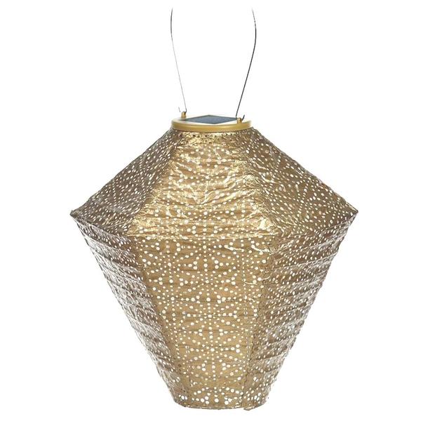 Lantern - Gold Diamond 11" Solar/Battery