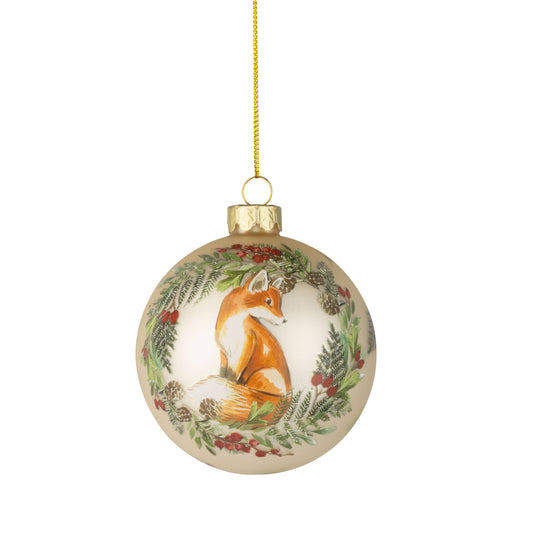 Fox Glass Ball Ornament