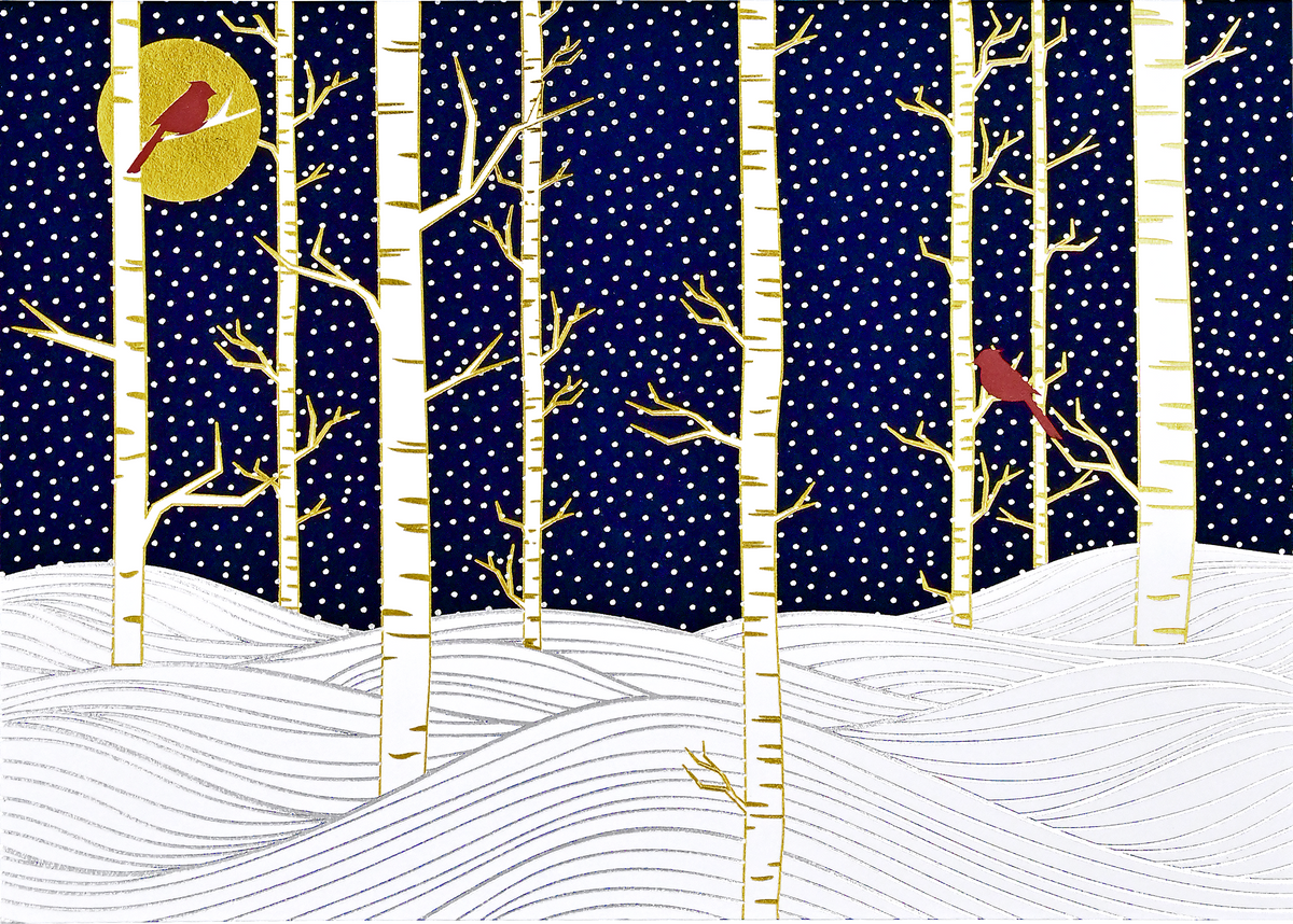 Peter Pauper Press - Birch Trees in Winter Deluxe Boxed Holiday Cards