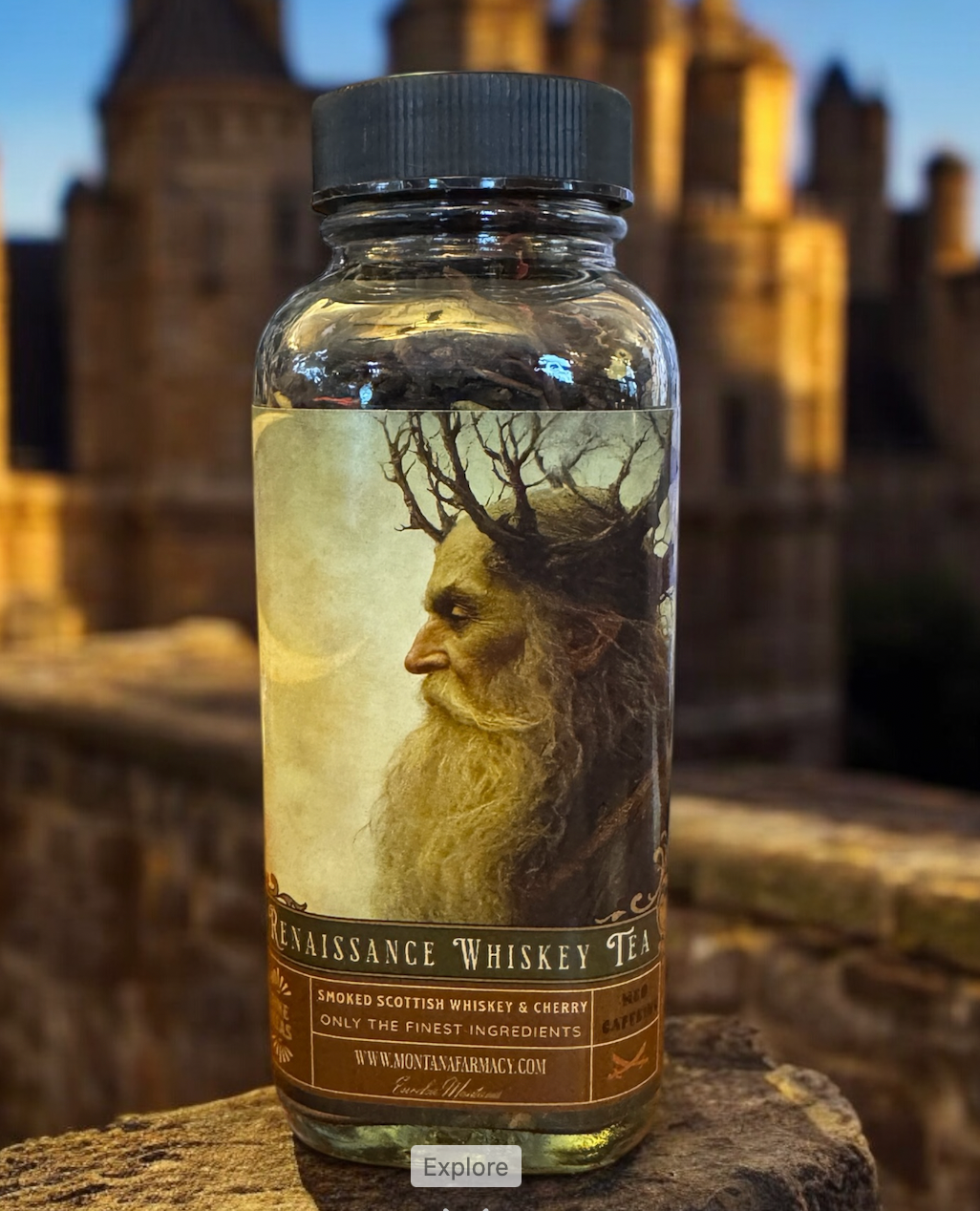 Montana Farmacy - Renaissance Faire Smoked Cherry Whiskey Tea in a glass jar