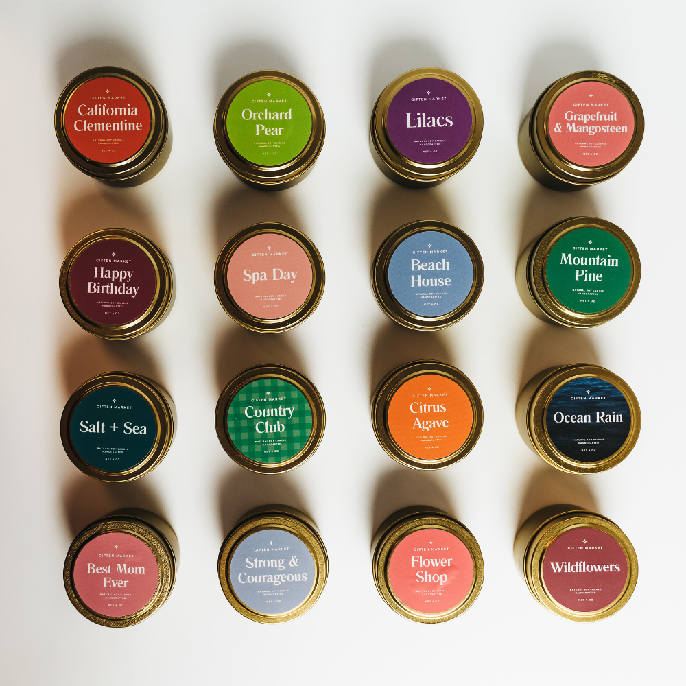 Giften Market - Cozy Night Soy Candle - 4 oz Gold Travel Tin - Holiday Gift