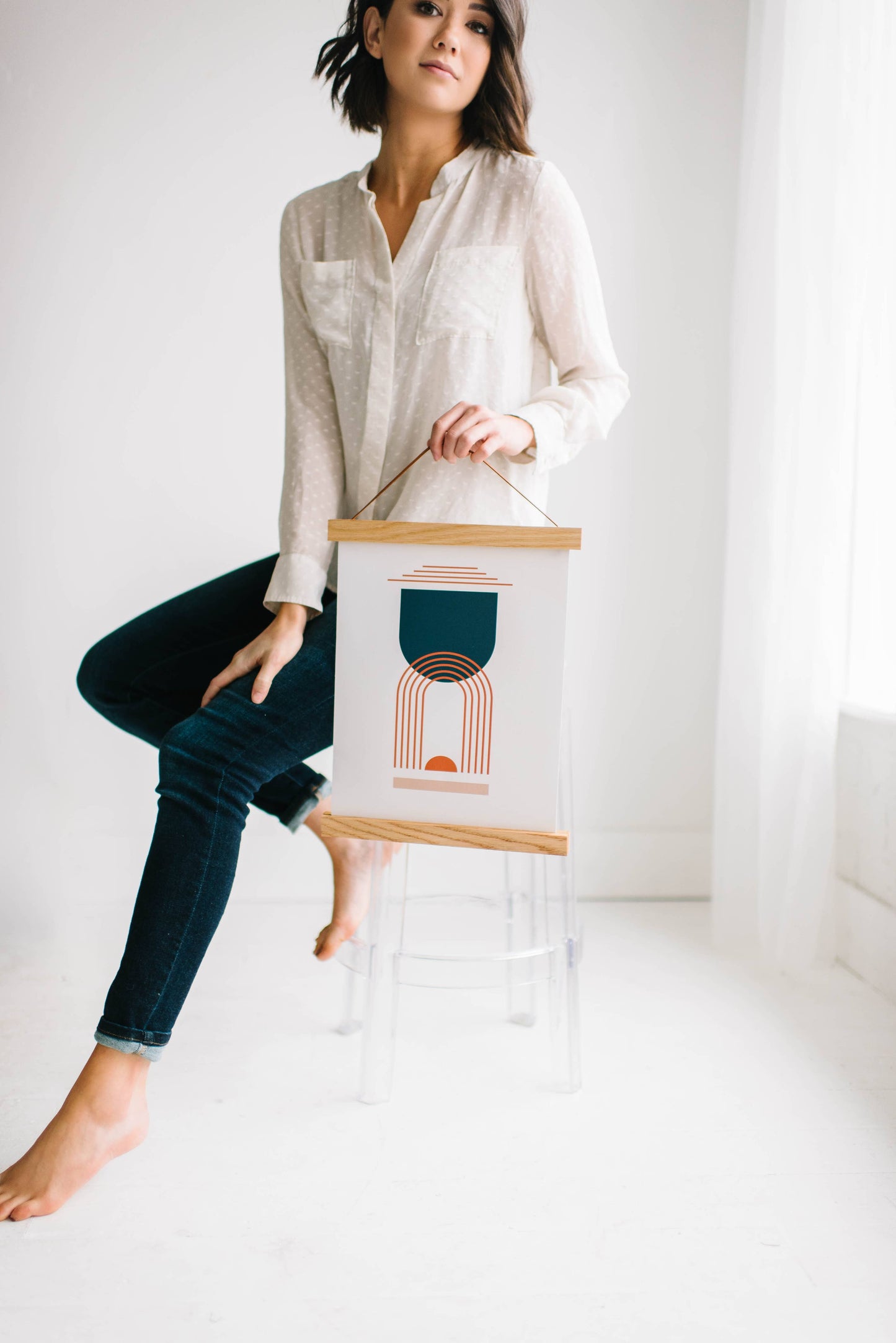 Hanger Frames - 49" MAGNETIC Poster Hanger Frame™: Whitewash Stain / No Packaging (for you to repackage with your own prints)
