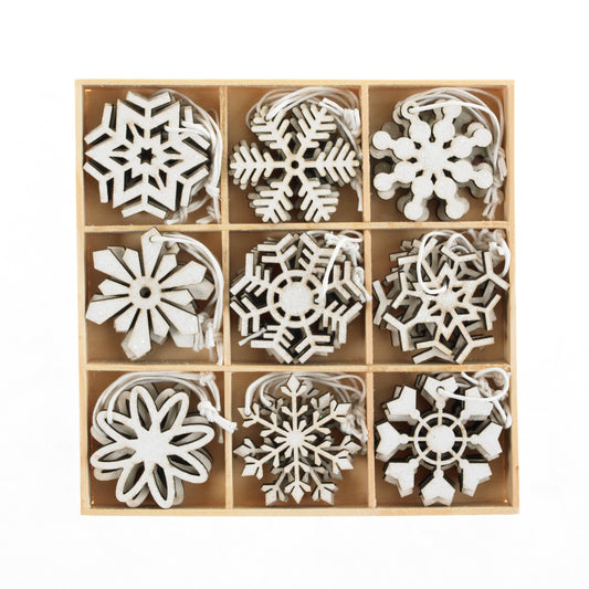 Silver Tree Home & Holiday - Set of 36 glitter /painted mini snowflake ornaments