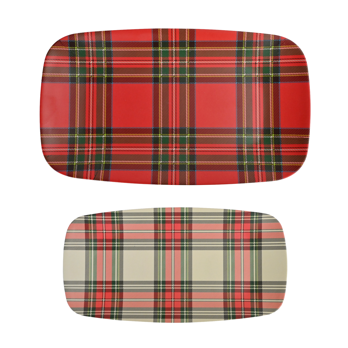 Sweet Water Decor - *NEW* Red and White Plaid Stacking Melamine Tray - Set of 2