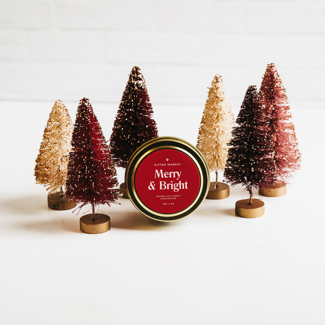 Giften Market - Merry & Bright Soy Candle - 4oz Gold Travel Tin
