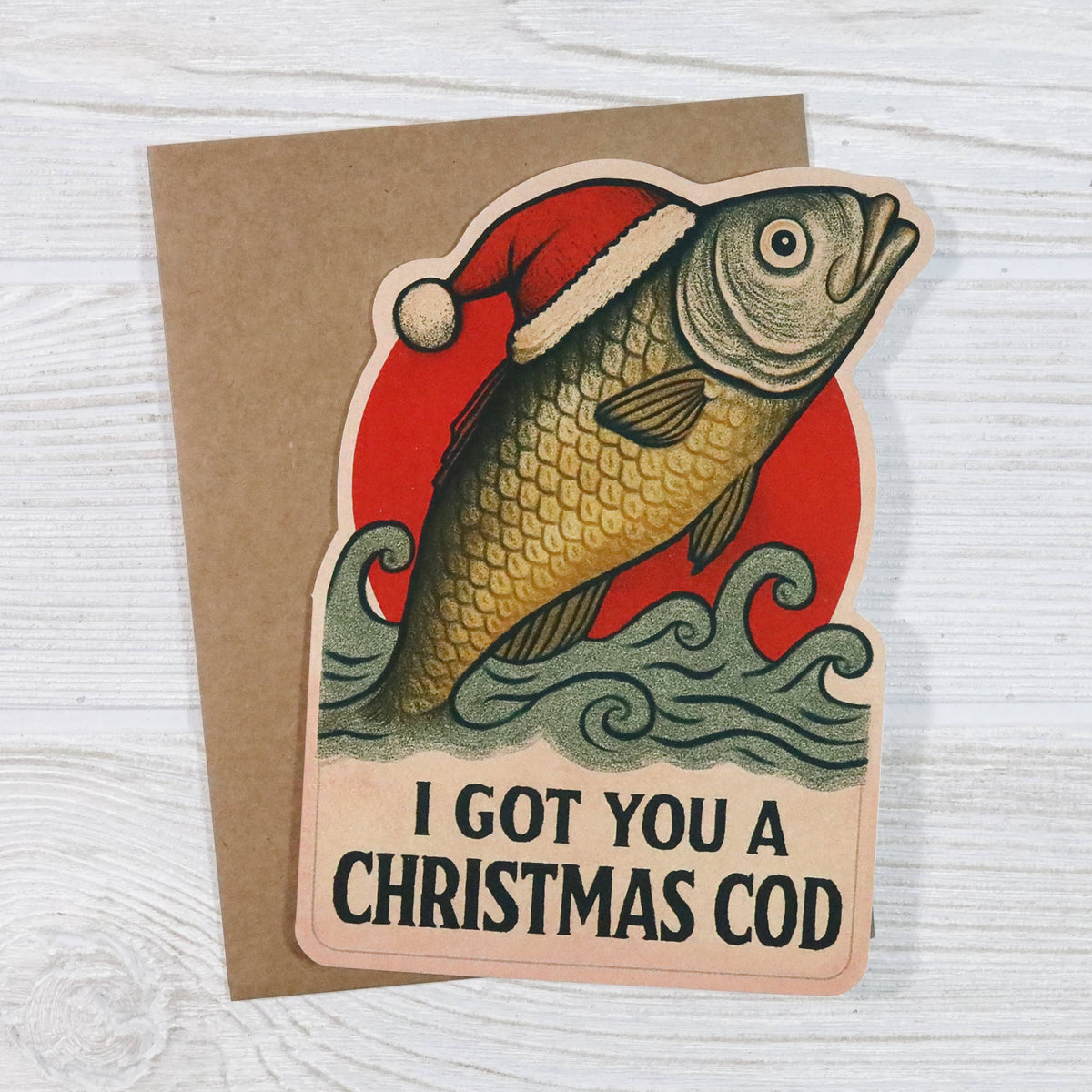 I Got You a Christmas Cod - Funny Die Cut Christmas Card