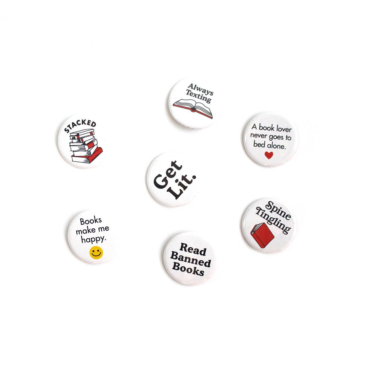 Seltzer Goods - Book Lover Buttons Assortment (132 Buttons)