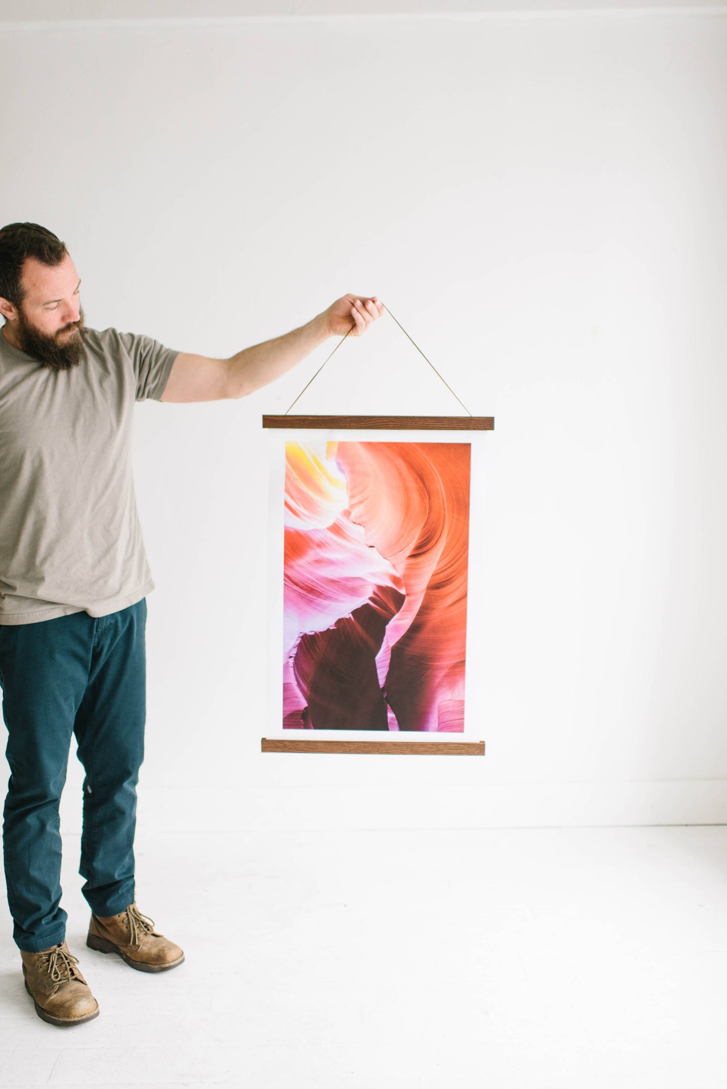 Hanger Frames - 19" MAGNETIC Poster Hanger Frame™ for 18x24" Portrait Prints: Natural Stain / Full retail packaging (poly bag & branded stickers)