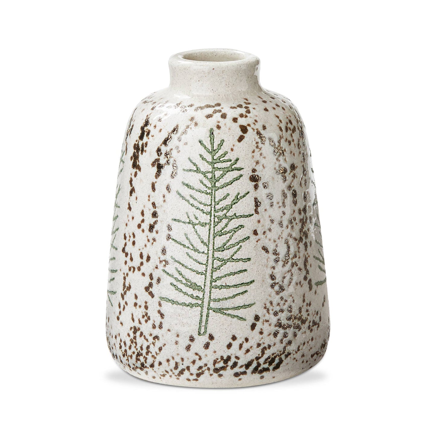 tag - Pine Tree Vase Large White Multi Stoneware Christmas: White / Stoneware