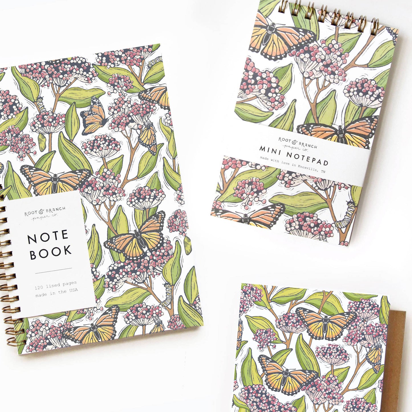 Monarch + Milkweed Everyday Floral Card: Zero Waste, NO Packaging - Root & Branch Paper Co.