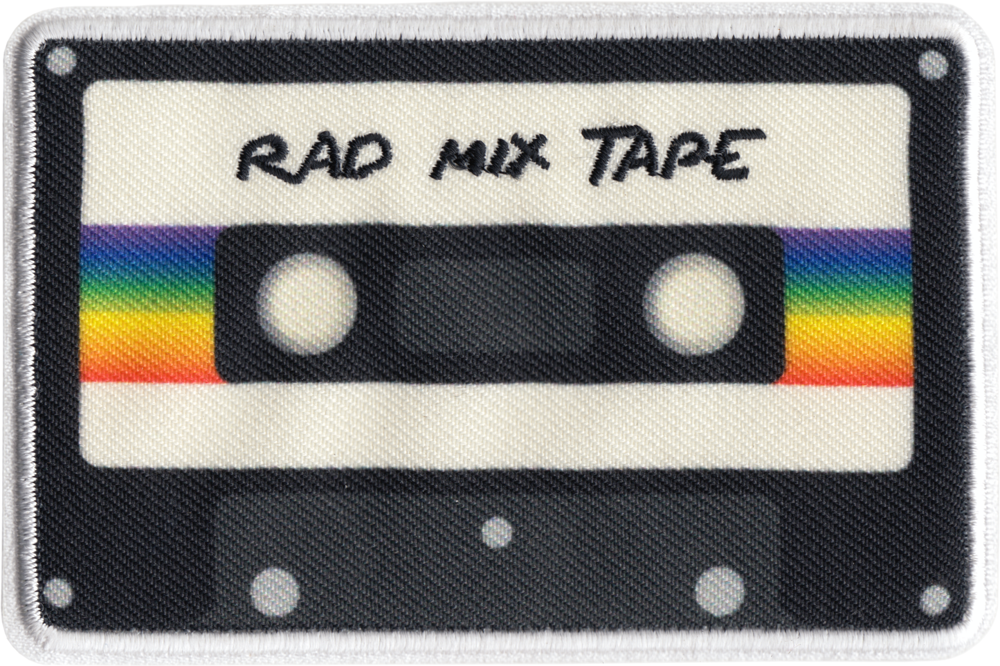 Square Deal Recordings & Supplies - 3.5" Patch - Rad Mix Cassette Tape - 1980s Music Fun