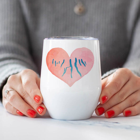 Pink Heart Finger Lakes Wine Tumbler Stainless Steel