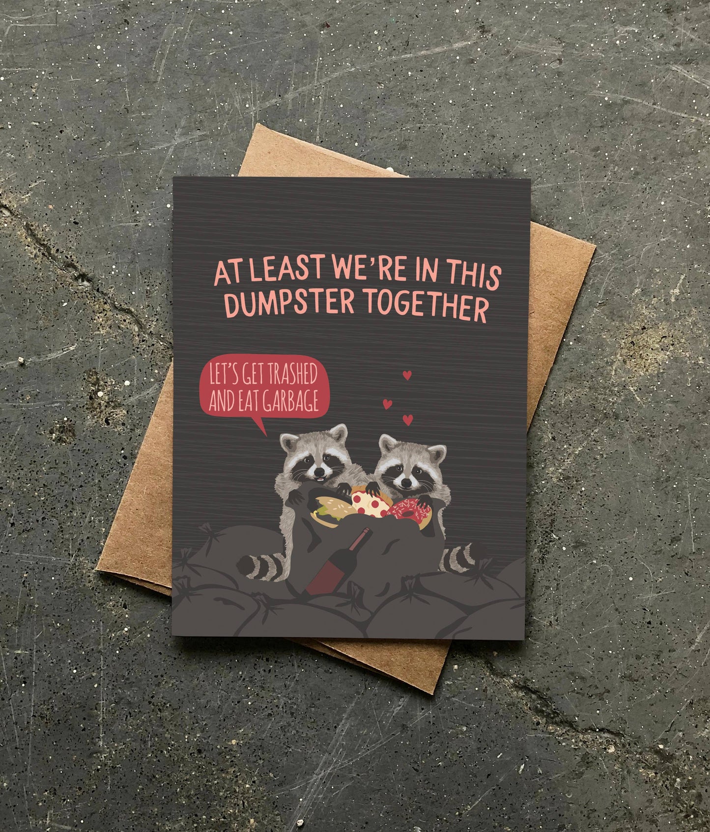 Modern Printed Matter - Dumpster Together Raccoons Card
