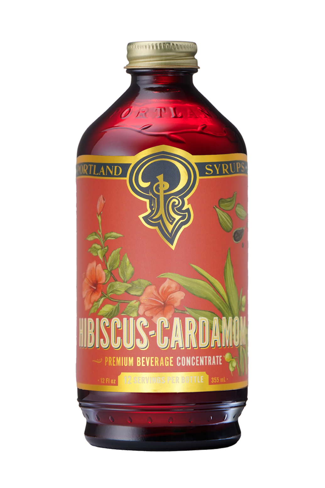 Portland Syrups - Hibiscus Cardamom Syrup 12oz  - cocktail / mocktail mixer
