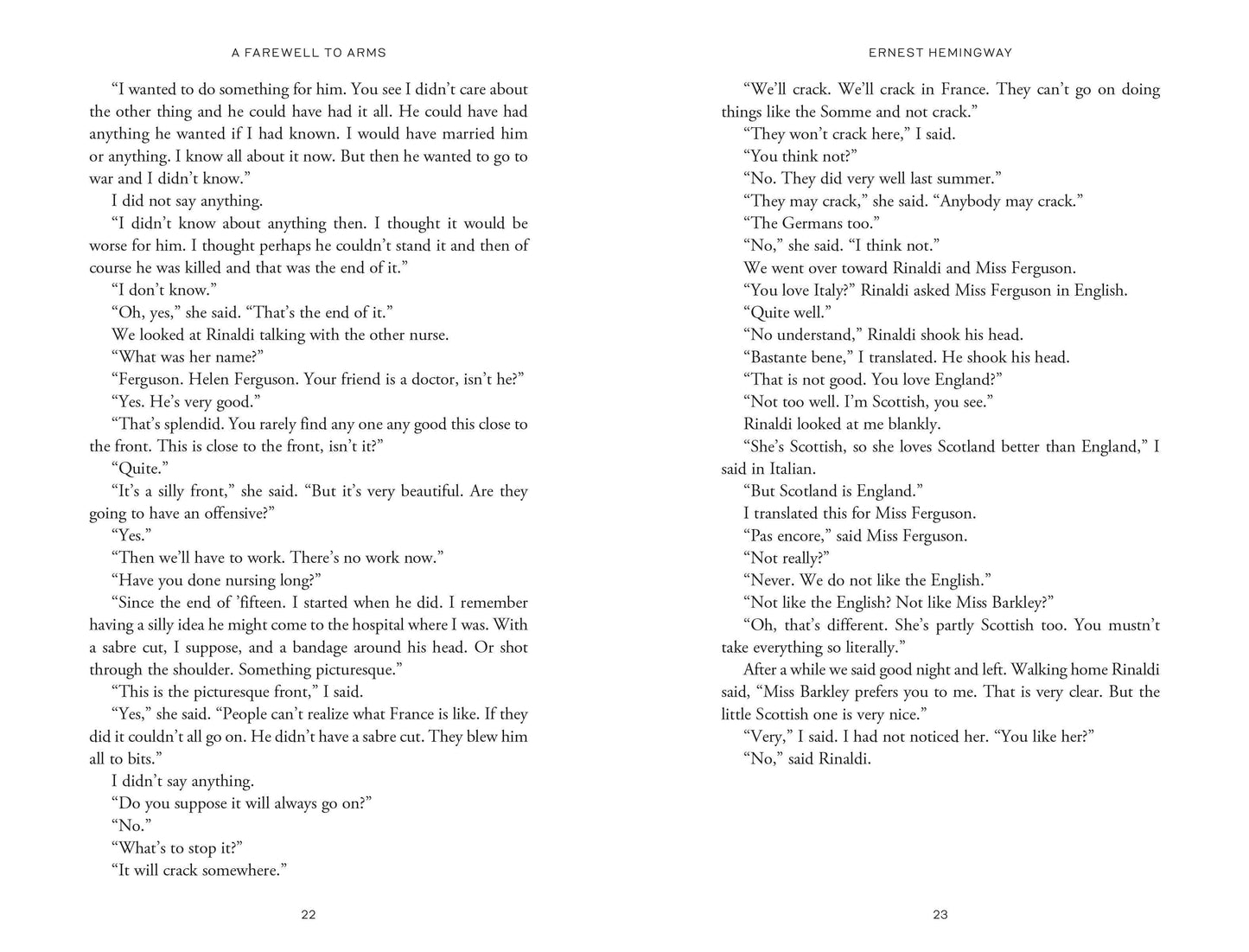 A Farewell to Arms by Ernest Hemingway