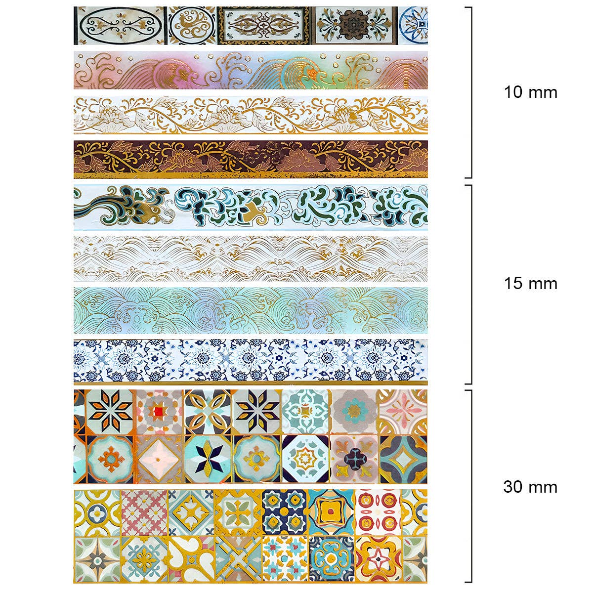 Wrapables.com - Wrapables Decorative Gold Foil Washi Tape Box Set for Arts & Crafts, Scrapbooking, Stationery, Diary (10 Rolls): Midnight