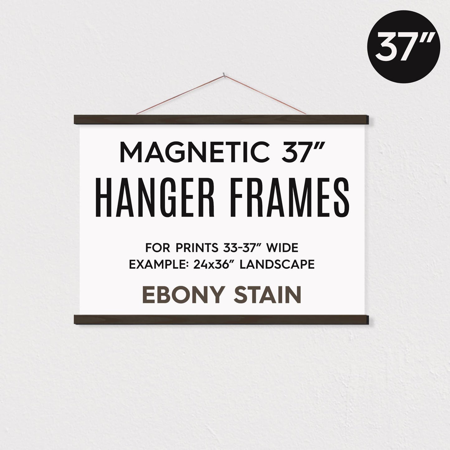 Hanger Frames - 37" MAGNETIC Poster Hanger Frame for 24x36" Landscape Prints: Walnut Stain / Full retail packaging (poly bag & branded stickers)