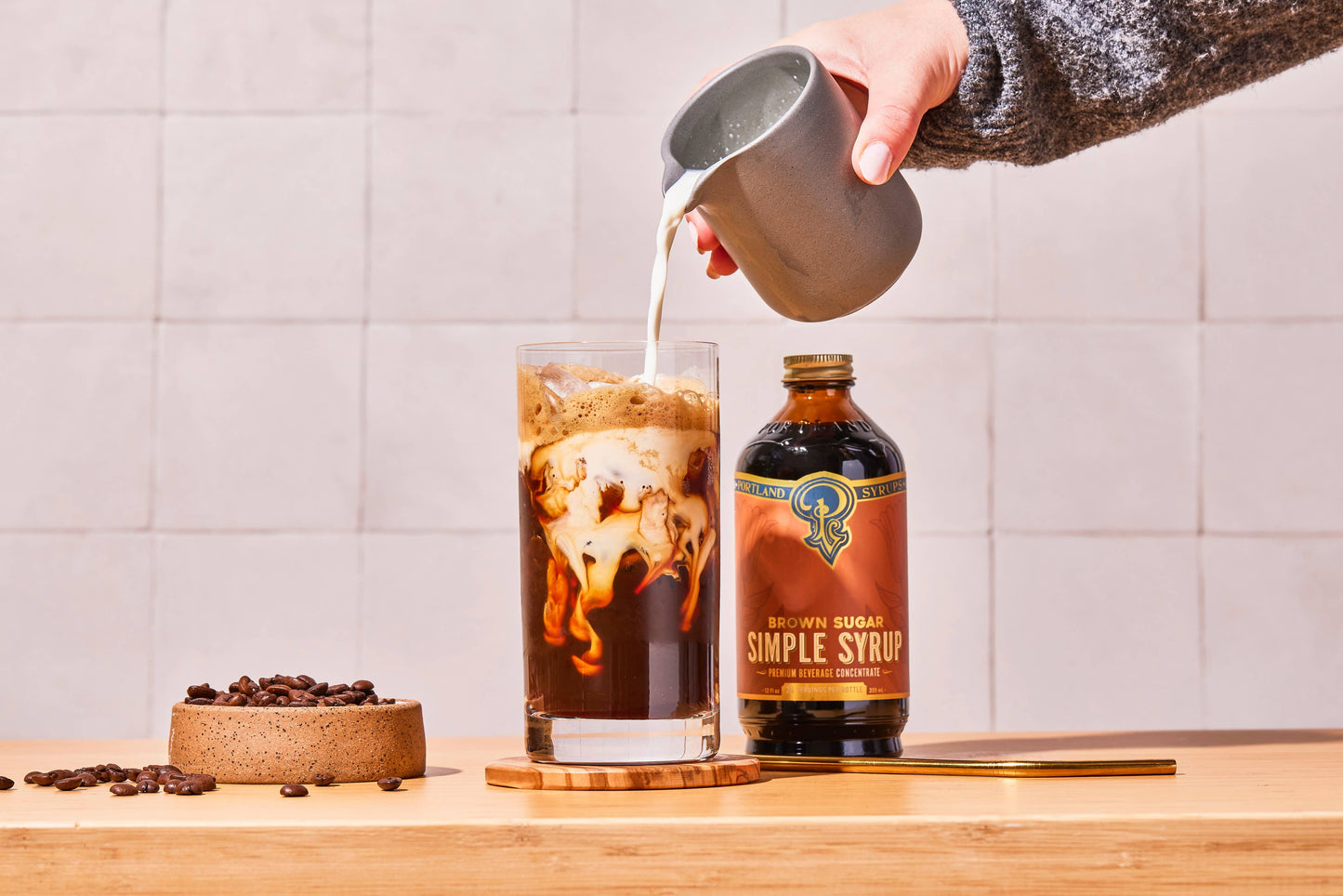 Portland Syrups - Brown Sugar Simple Syrup 12 oz - cocktail / mocktail mixer