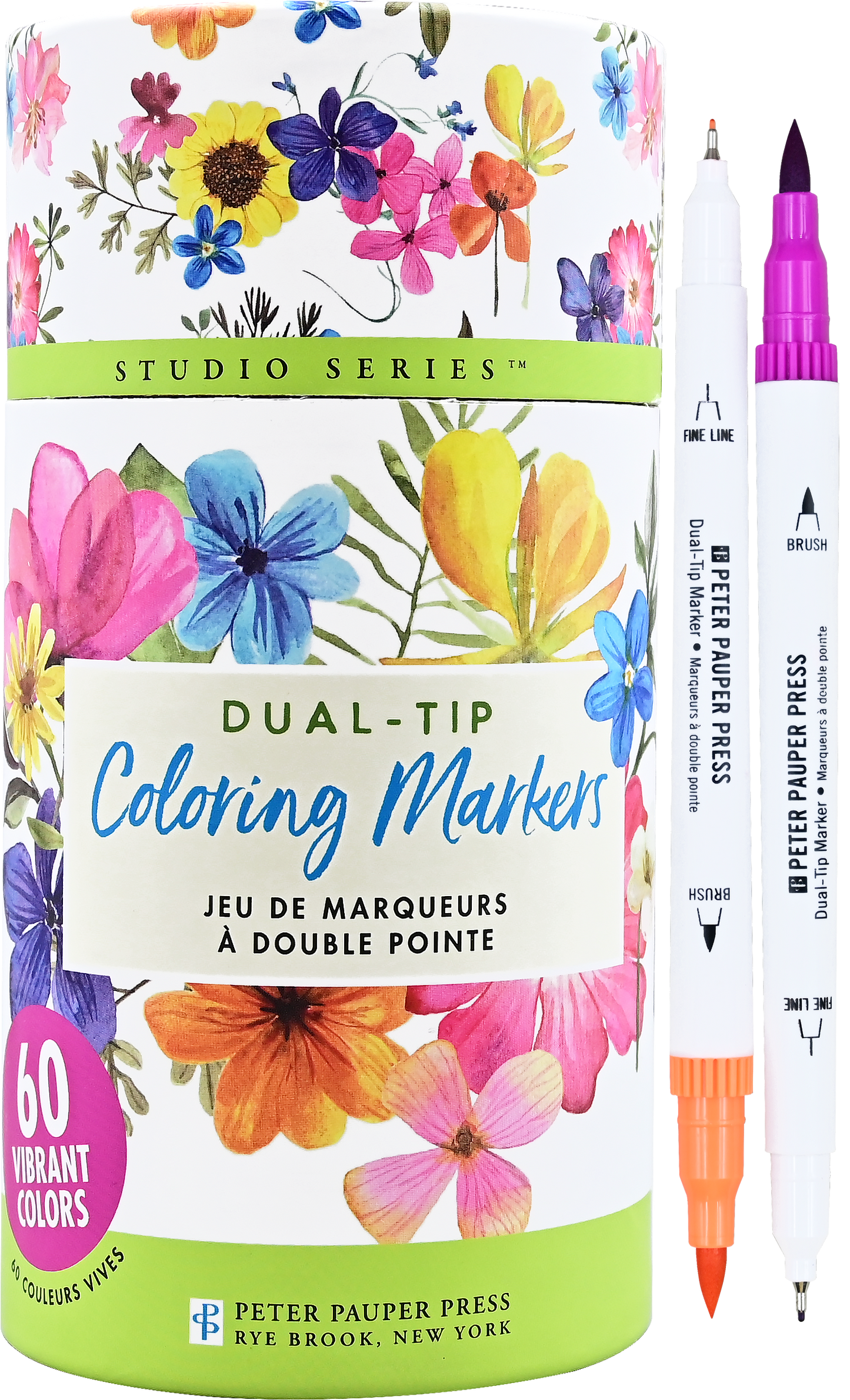 Peter Pauper Press - Studio Series Dual-Tip Coloring Markers (set of 60)