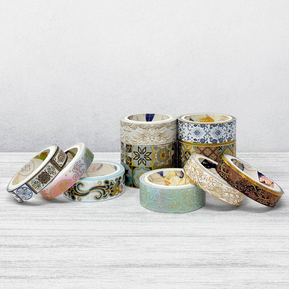 Wrapables.com - Wrapables Decorative Gold Foil Washi Tape Box Set for Arts & Crafts, Scrapbooking, Stationery, Diary (10 Rolls): Midnight