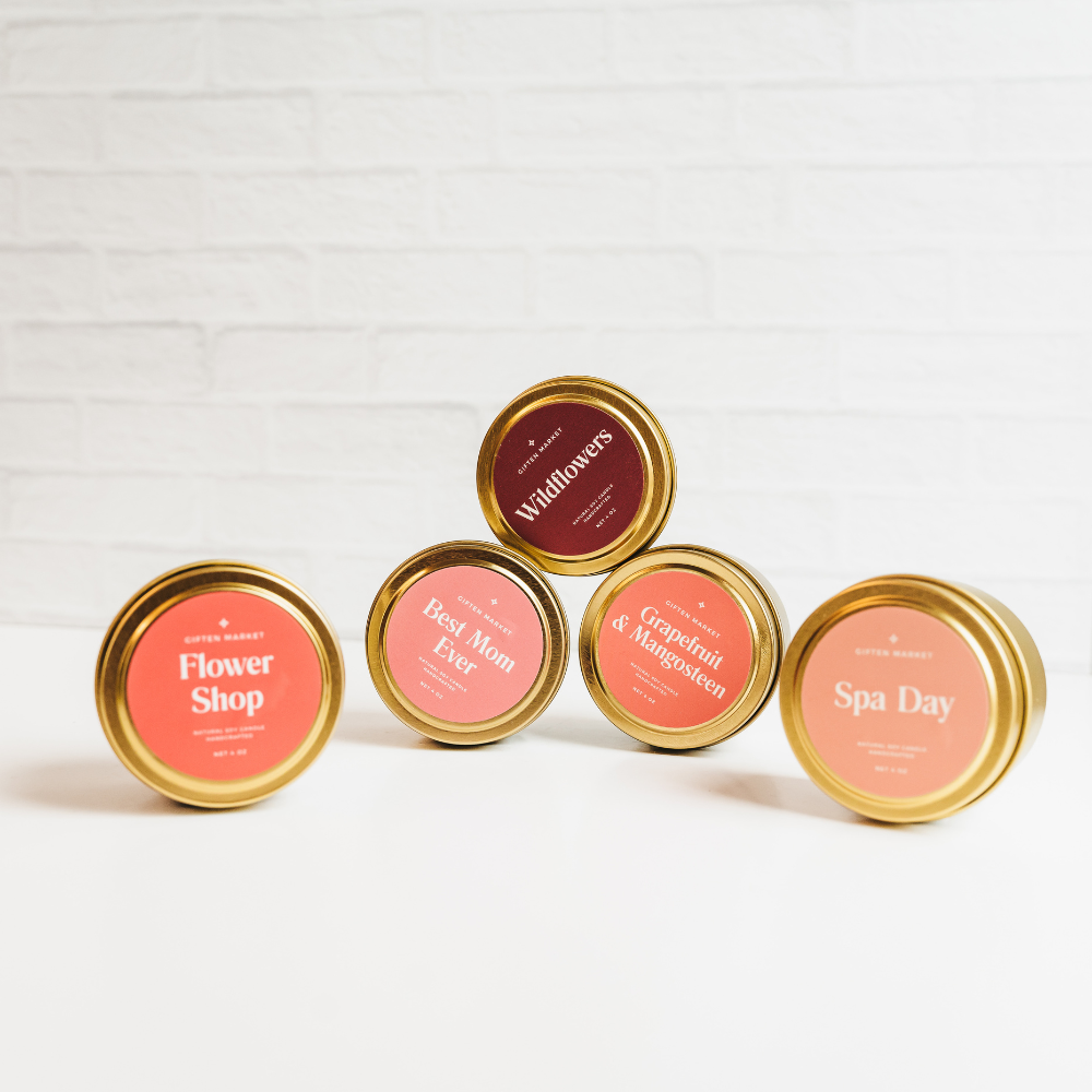 Giften Market - Cozy Night Soy Candle - 4 oz Gold Travel Tin - Holiday Gift