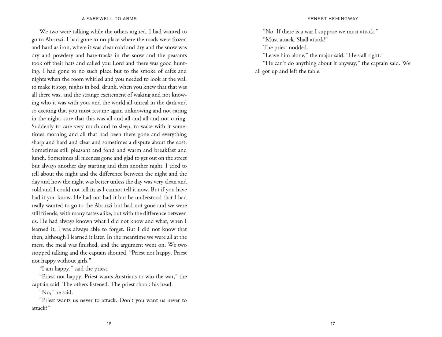 A Farewell to Arms by Ernest Hemingway